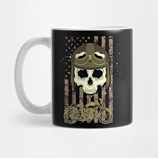 Motorcycle Camouflage US Flag Skull Biking Biker Mug